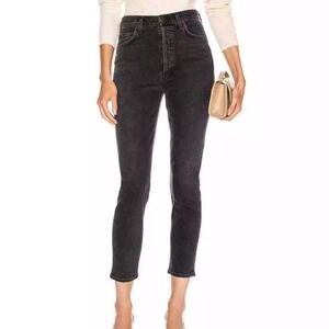 Agolde Nico Jeans Size 27 High Rise Slim Fit Stretch Black Wash Denim Casual